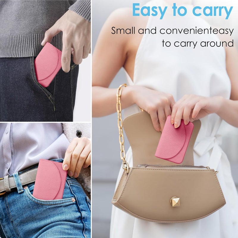 Xavier Business Card Holder，PU Leather Business Card Case Color Printing Pattern Card Holder Wallet，Pockets Magnetic Credit Card Holders for Men and Women，Pink - Image 5